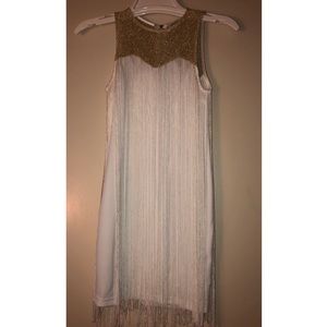 White/Gold fringe dress